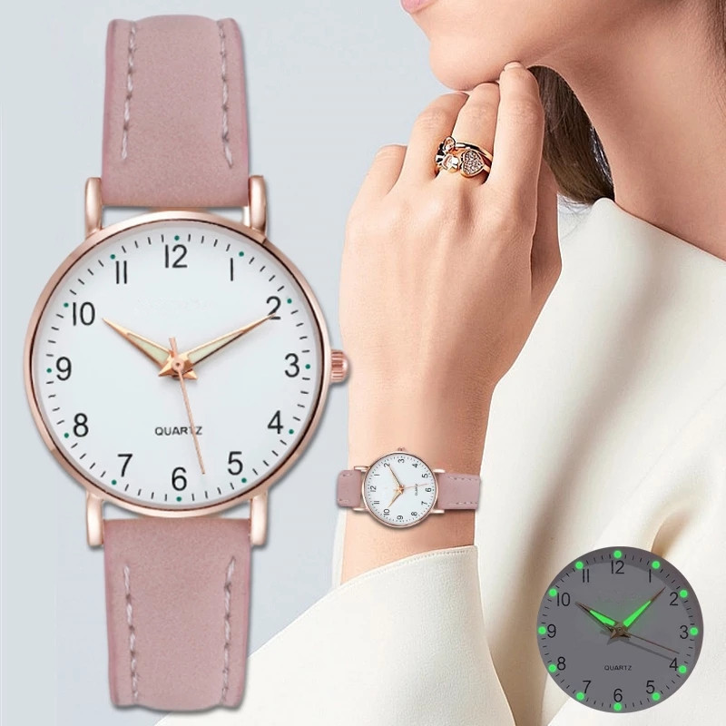 Orologi da donna Orologio fosforescente Orologio da donna semplice digitale retrò in pelle abrasiva Orologio piccolo fresco casual Orologio al quarzo da donna_voghion.com