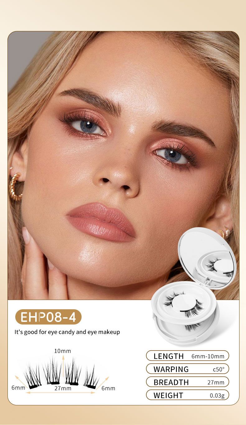 Conjunto de 2 pares de cílios postiços magnéticos - sem cola, aparência nude natural com pelo de vison (estilo celebridade da internet, reutilizável)_voghion.com