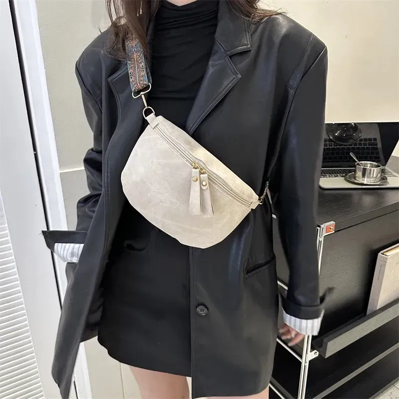 Borsa a tracolla da donna in pelle PU, elegante, con tracolla larga, tinta unita, marsupio alla moda, 250806_voghion.com