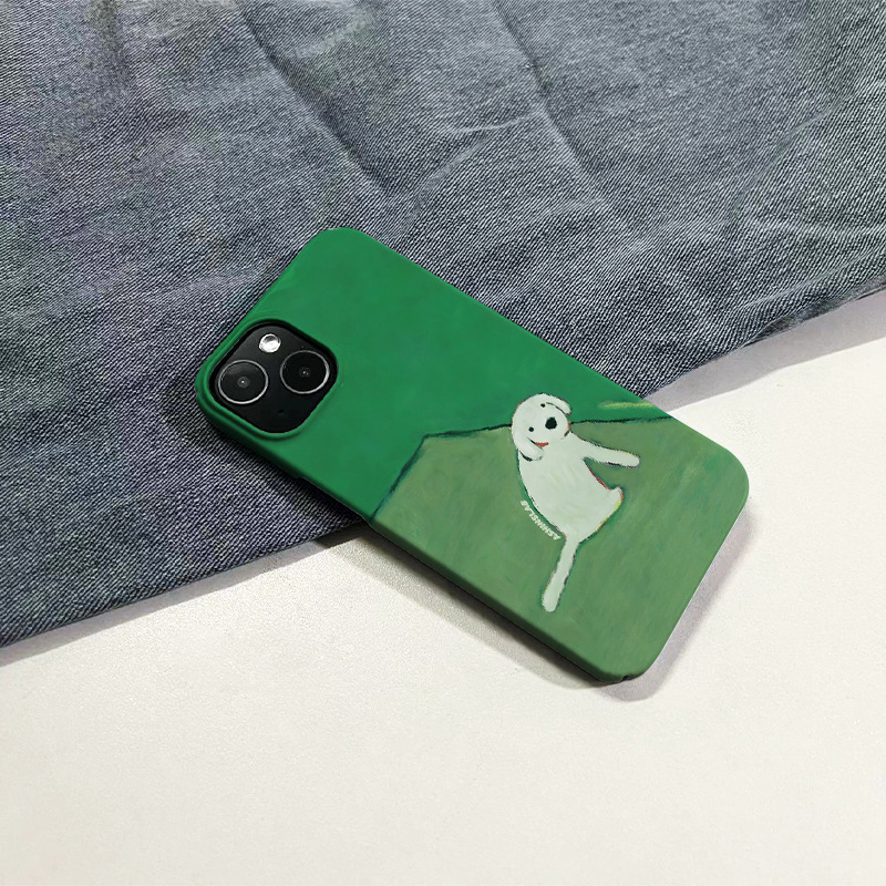 Niedliche grüne Hundefolie passend für Apple 14pro Telefon 13promax/12/11 All-Inclusive-Hartschale x_voghion.com