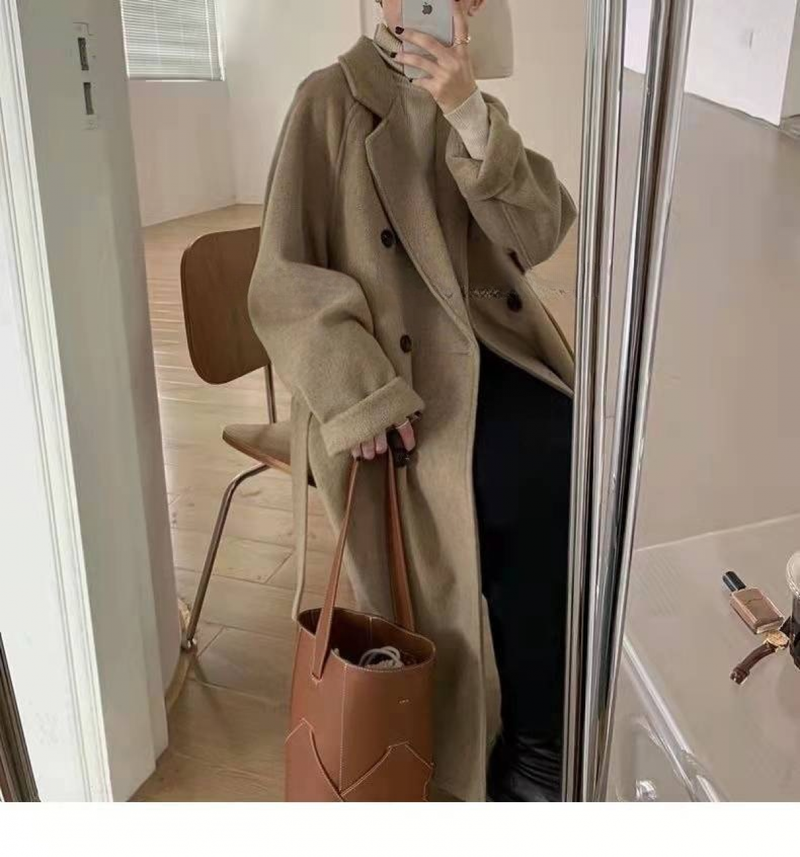 Xi Wu Women's Elegant Woolen Coat, Stylish And Warm Outerwear, Thickened Mid-length Jacket For Autumn And Winter, Hepburn Style_voghion.com