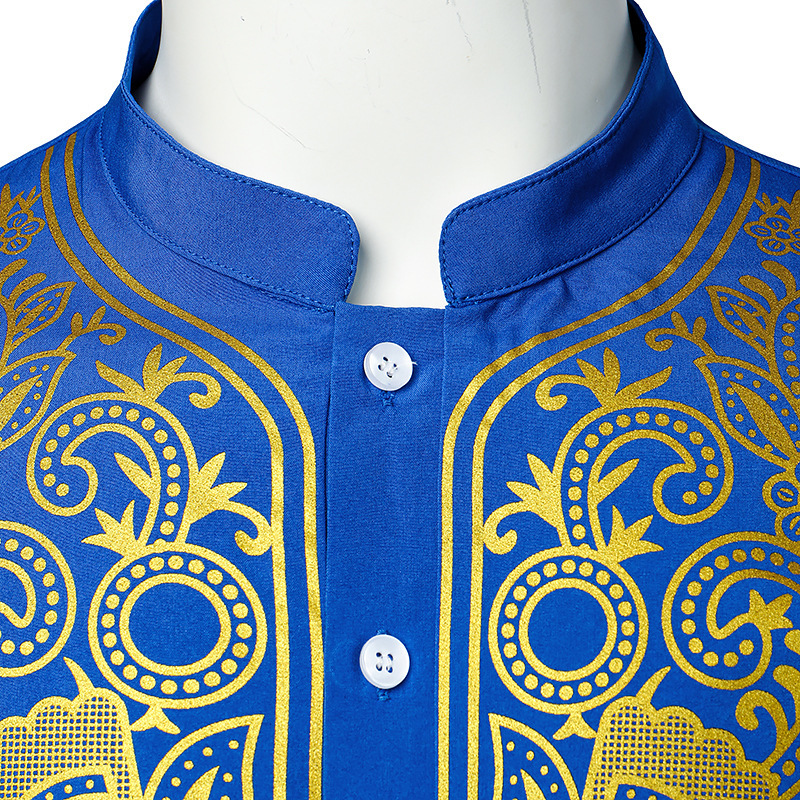 Herre Casual Fashion Bronzed Pullover skjorte Tuten Lang skjorte Muslin Lige skjorte_voghion.com