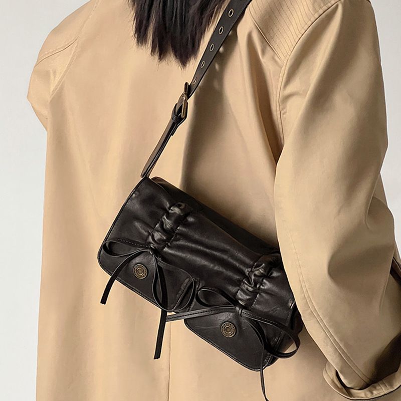 2024 Spring Summer New Ballet Style Bowknot Ruched Underarm For Women, Niche Simple Single Shoulder Crossbody Bag_voghion.com