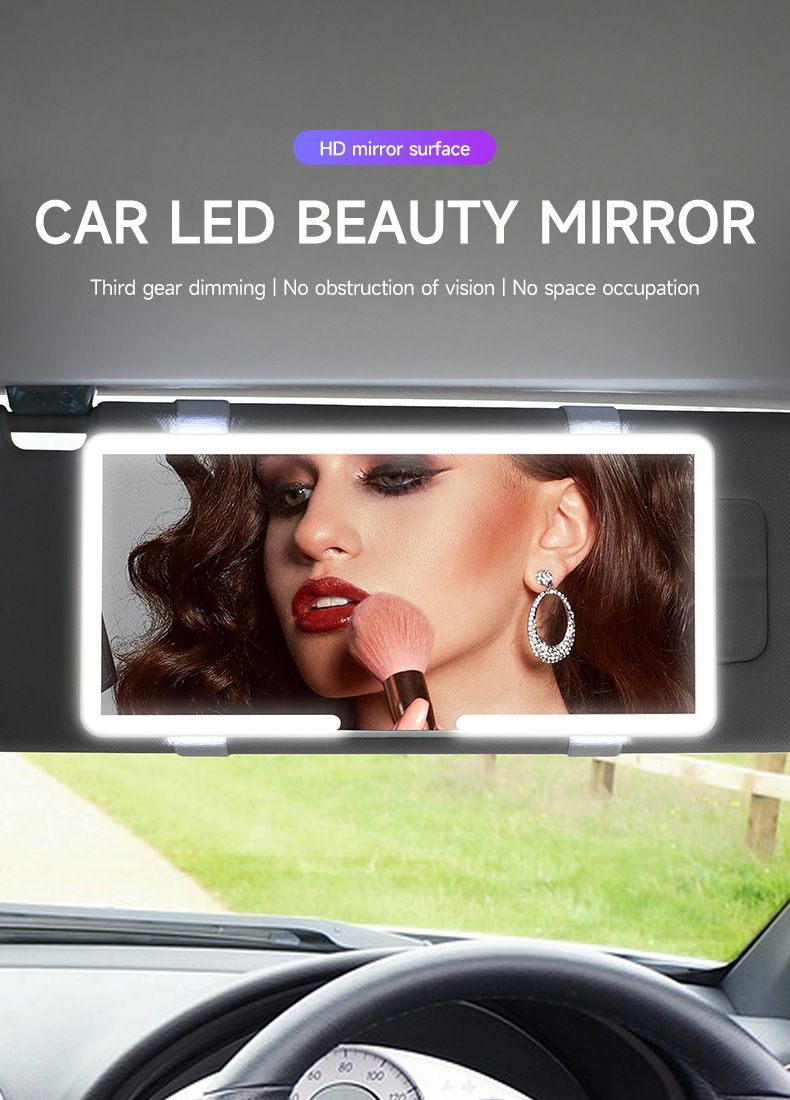 Viseira solar de LED para carro com tela sensível ao toque e botão duplo, espelho iluminado_voghion.com