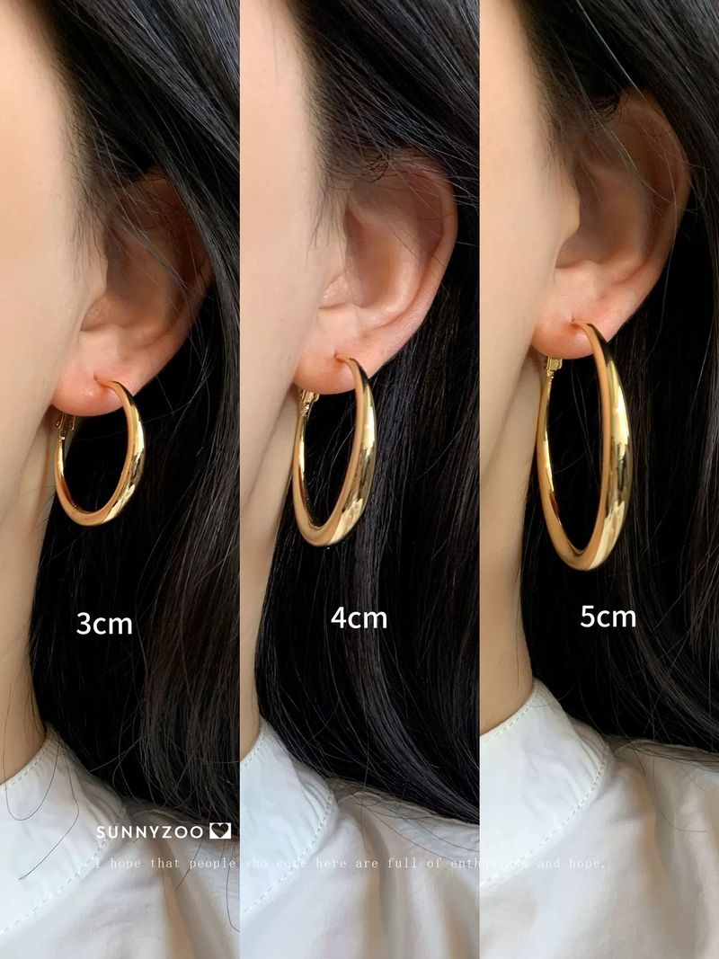 Cerchio grande classico e semplice per donna, stile vintage da pendolare, stile fresco ed elegante, cerchio minimalista con ago in argento_voghion.com