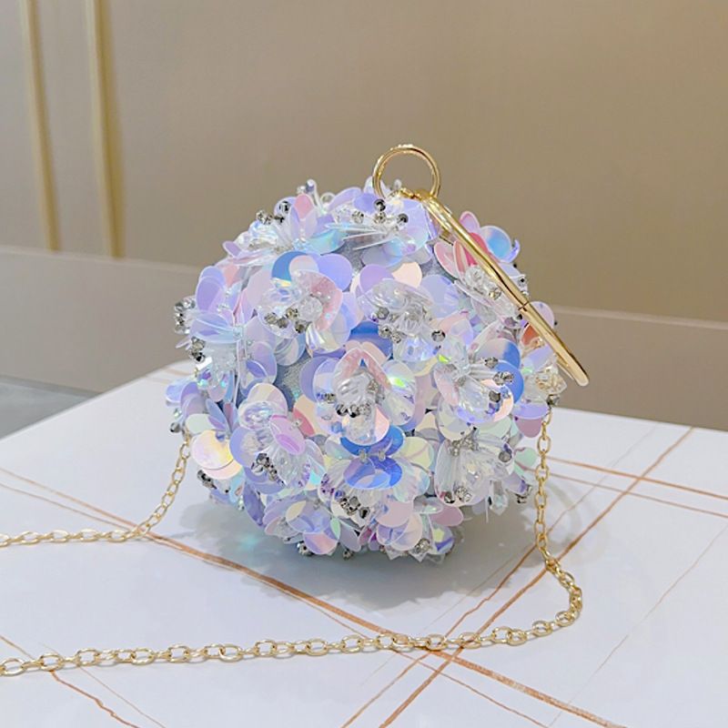 Nuova pochette da sera in stile fata, con tracolla a forma di fiore, piccola borsa da polso rotonda per donna_voghion.com