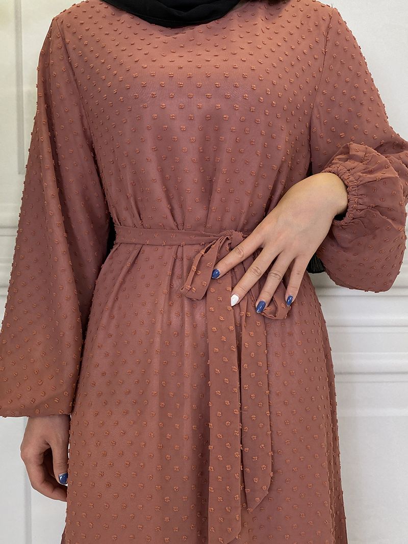 Laatste moderne mode Ruffle Polka islamitische kleding Kaftan met voering Vrouwen moslim Maix Casual jurk Abaya_voghion.com