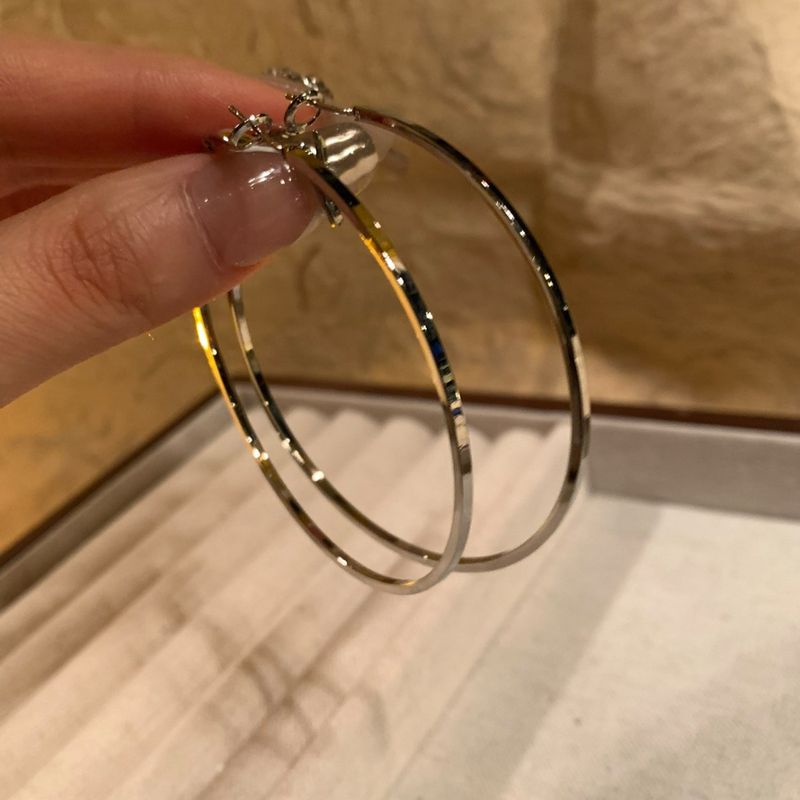 Silver Needle Oversized Circular With Simple Exaggerated Design, Fashionable And High-end Earrings_voghion.com