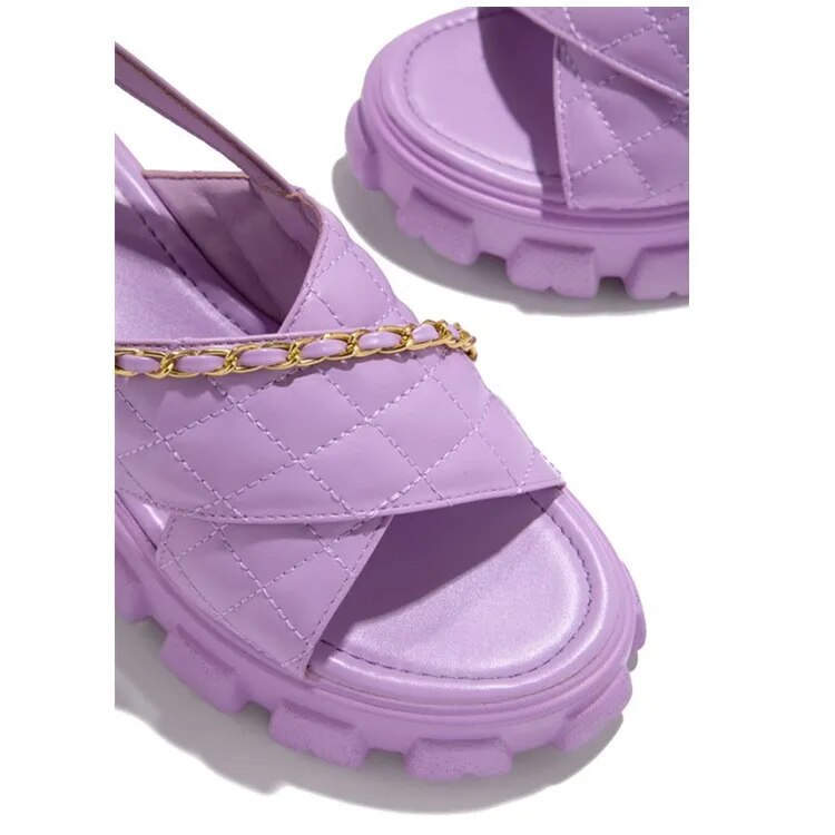 Chunky Plattform Frauen Schuhe 2022 Neue Frühling Herbst Offene spitze Sandalen Sandale Casual Strand Sandale Designer Hausschuhe Kette Flip-flops_voghion.com