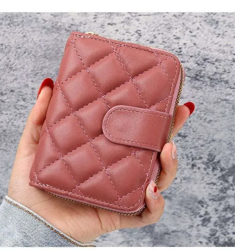 New Diamond Pattern Small Wallet W, Short Style Student Korean Version Coin Purse, Multi-Card Slot Card Holder For_voghion.com