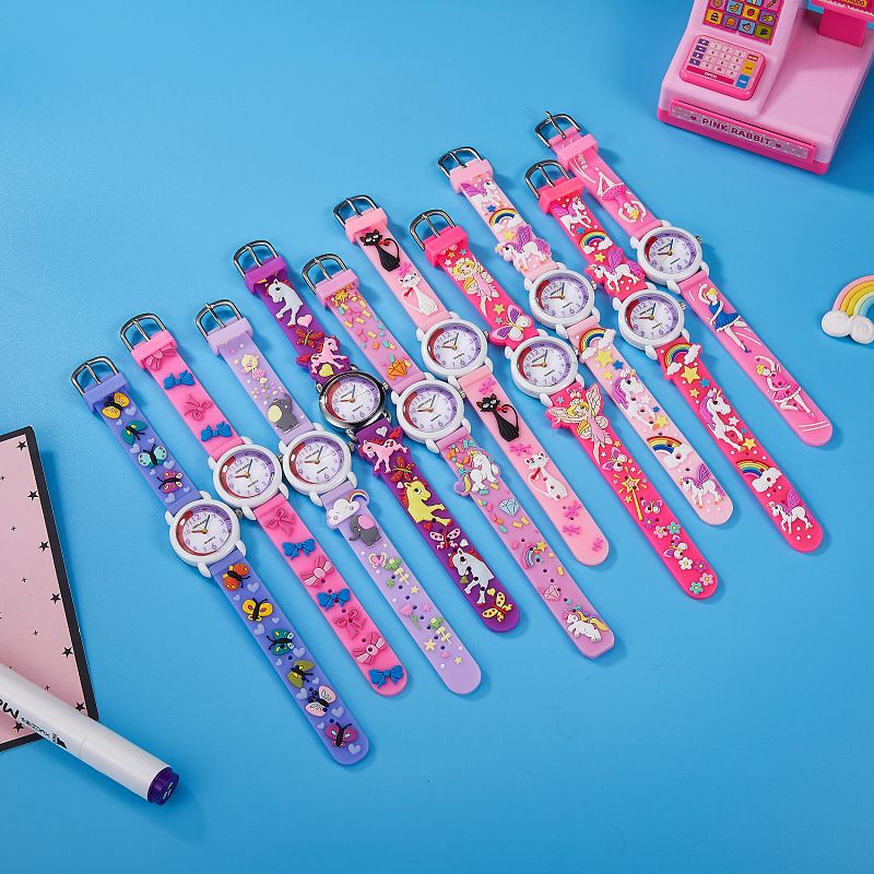 Mother & Kids Primary School Students Waterproof Children's Watch Quartz Cartoon Only Watch Time Recognize Words Children's Silicone Watch_voghion.com