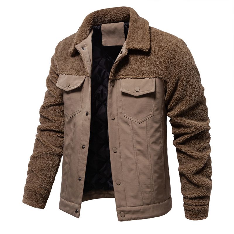 "Herren Patchwork Lammwolljacke – Herbst- & Wintermantel in europäischer Größe mit lässigem Cross-Border-Style (Schwarz/Khaki/Grün/Dunkelblau, S-XXL)"_voghion.com