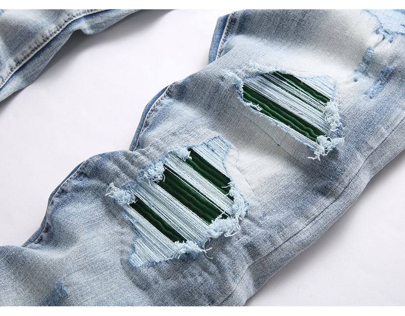 Jeans da uomo con ricamo serpente, pantaloni streetwear plissettati, aderenti, affusolati, strappati e invecchiati in denim elasticizzato_voghion.com