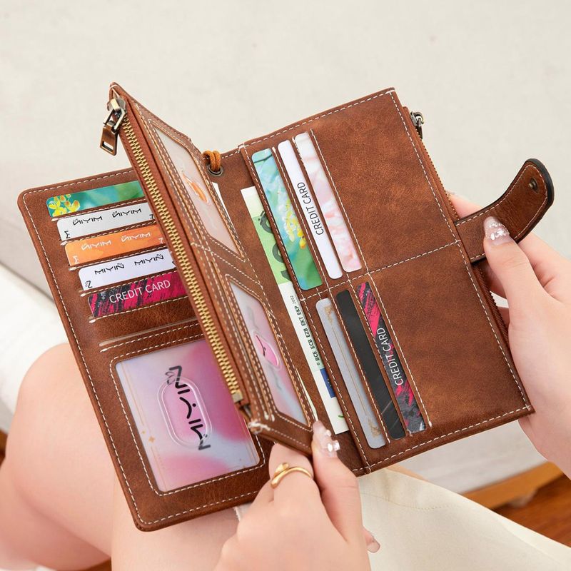 New RFID 702025 Off Long Multifunctional Women Wallet Solid Color Portable Clutch_voghion.com