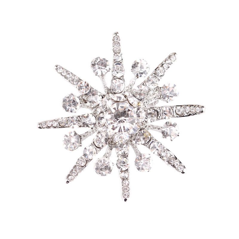 Lanhao Koreanische Mode achteckige Stern Diamant Brosche Schneeflocke Kleidung Zubehör Anti-Exposition Brosche Männer und Frauen Kleidung Zubehör_voghion.com