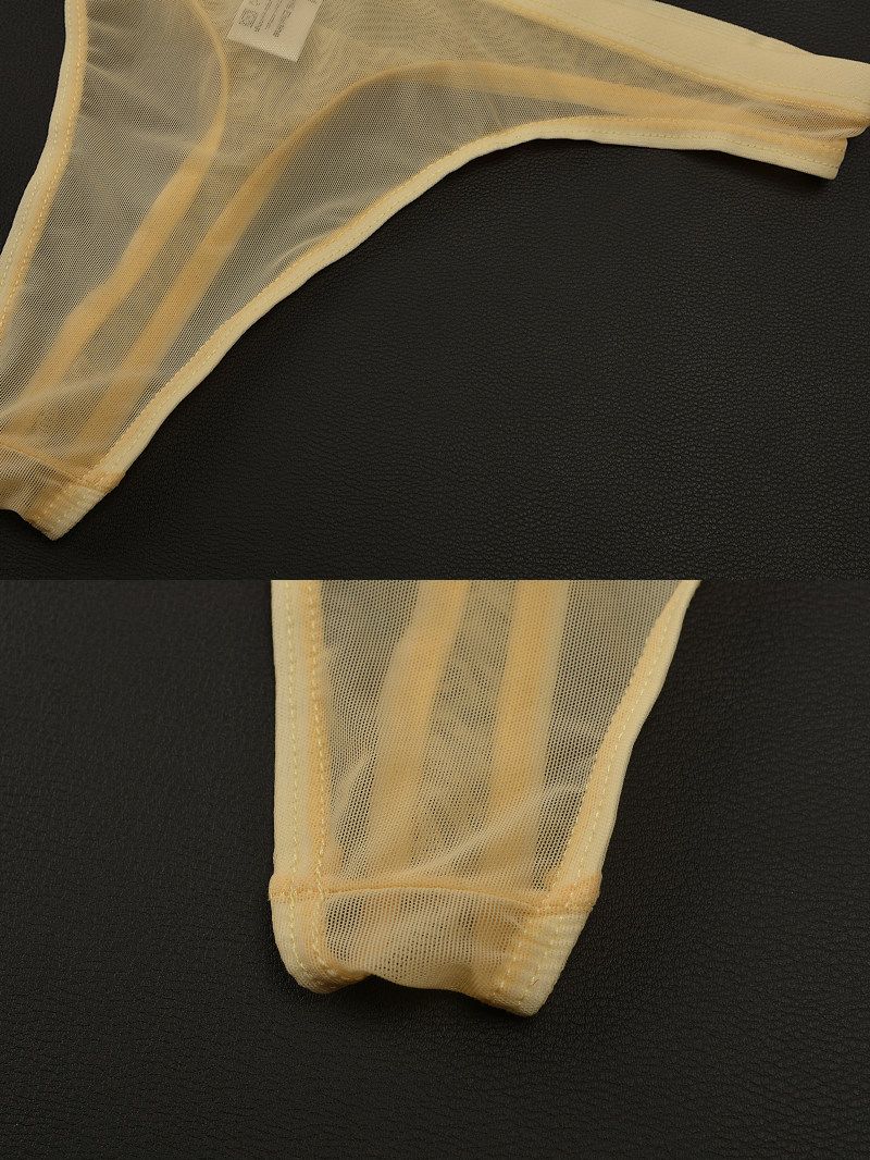 Junye Men's Ultra Thin Mesh Transparent Pouch Free Thong Soft Breathable Sexy Unisex Underwear_voghion.com