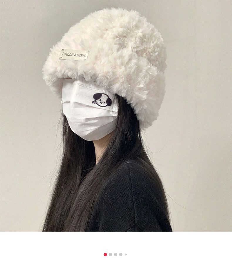 New Knitted Hat for Autumn and Winter Women's Versatile Knitted Headband Shows Small Face and Warm White Plush Cold Hat Big Headband_voghion.com