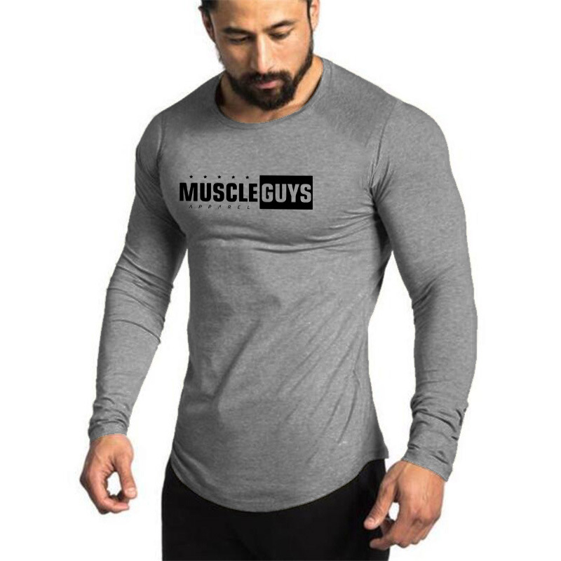 Herren Top Langarm Casual Slim Sport Langarm T-Shirt Fitness Baseshirt_voghion.com