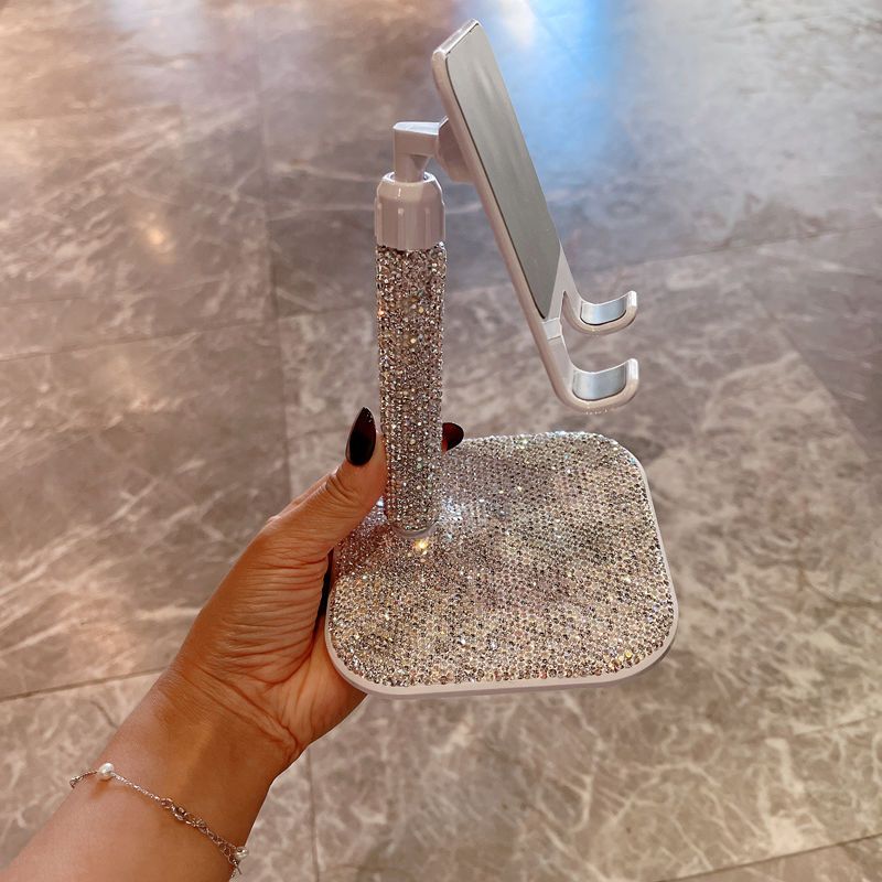 Desktop Universal Portable Adjustable Angle Height Phone Luxury Diamond-Studded Drama-Watching Tablet Multi-Functional_voghion.com
