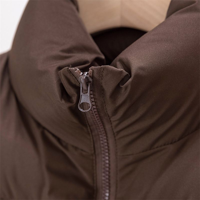 Gilet matelassé sans manches pour femme - Col montant, manteau d'hiver chaud et épais aux couleurs tendance_voghion.com