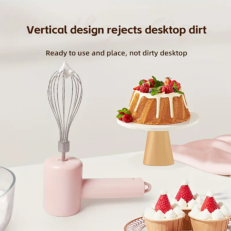 1 Set Of USB Charging Stainless Steel Egg Beater - Multifunctional Wireless Egg Beater For Home Kitchen, Coffee And Milk Frother_voghion.com