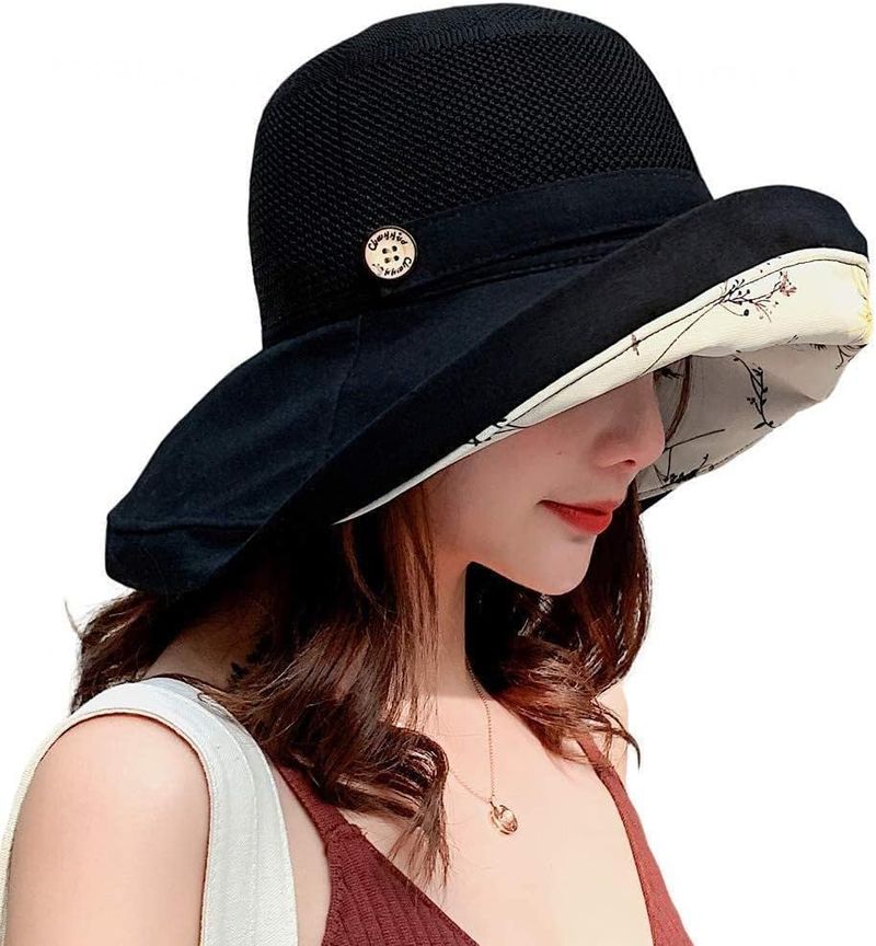 Chapeau de soleil d'été en maille pour femmes, protection UV, large bord, pliable, pour la plage_voghion.com