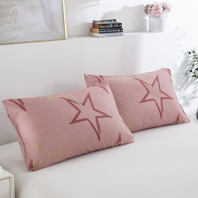 Lençol de cama Pink Girl Star em poliéster com impressão 3D_voghion.com