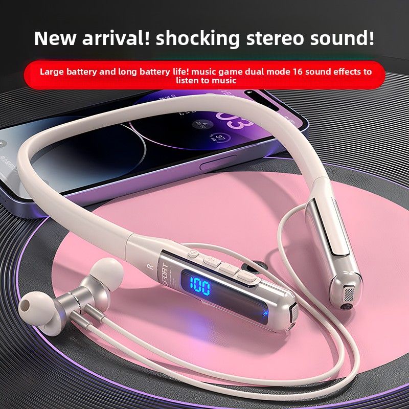 2025 New Cross-Border Bluetooth Wireless Style Multi-Functional Stereo Neckband Smart Noise Cancelling Sports Earphones Durability Upgrade_voghion.com
