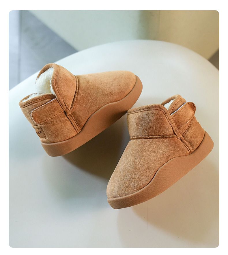 Kids' Winter Snow Boots With Fleece Lining, Thick Sole & Faux Fur Trim, Unisex Short Boots For Boys And Girls_voghion.com