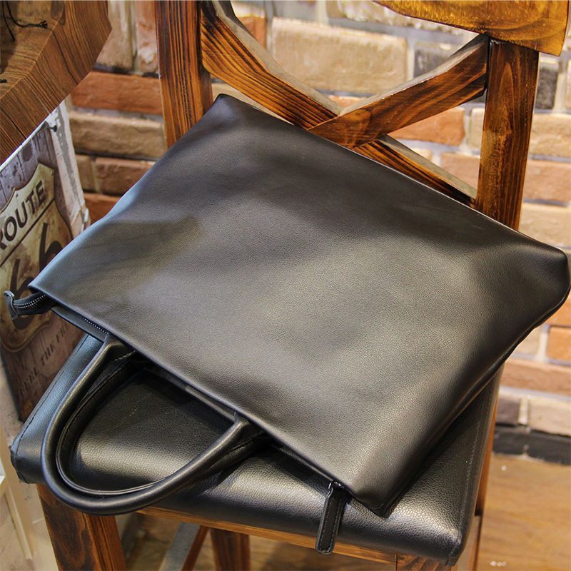 Handbag Men's Korean Style Briefcase Simple Casual Shoulder Crossbody Office Ultra-Thin Computer File Bag_voghion.com