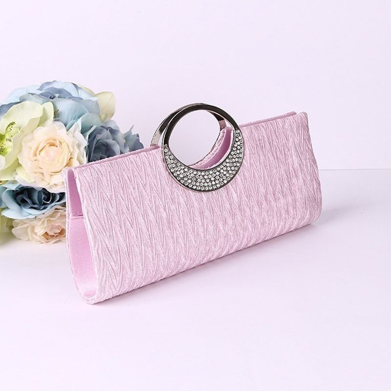 Lihao Damen-Clutch mit Strasssteinen, Satin, plissiert, für Abendpartys, Handtasche, Beige_voghion.com