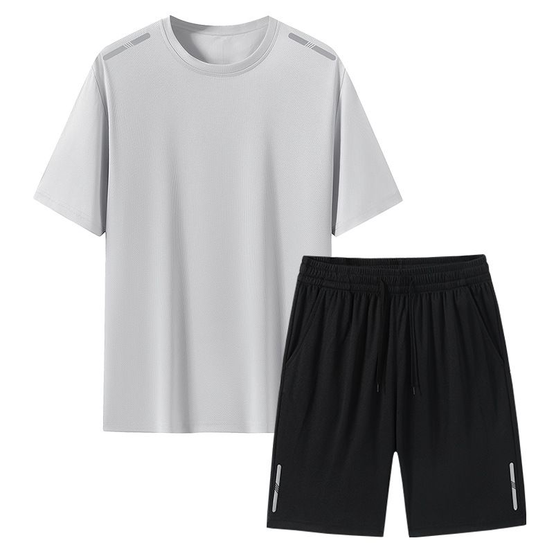 Ensemble de sport et de course à pied pour homme et femme, respirant, en soie glacée, tendance, pour l'été_voghion.com