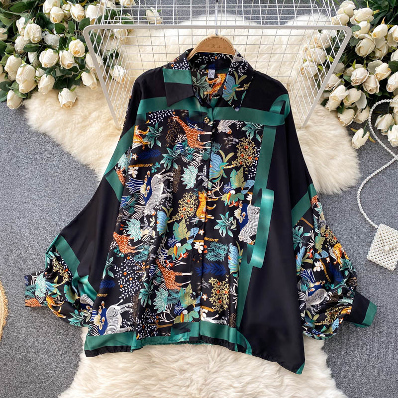 Women's Design Sense Bat-sleeved Shirt Women Loose 100 Heavy Pleated Wide Leg Pants_voghion.com