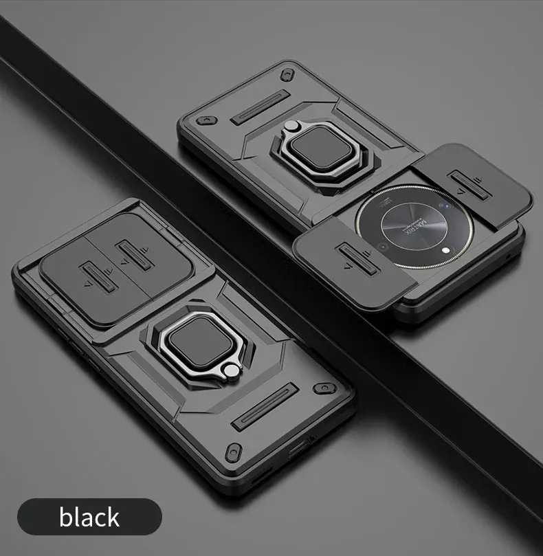 For Honor 90 X9a X9b Magic 5 6 Magic5 Magic6 Lite Armor Phone Case with Slide Camera Lens Protection Ring Holder Bracket_voghion.com
