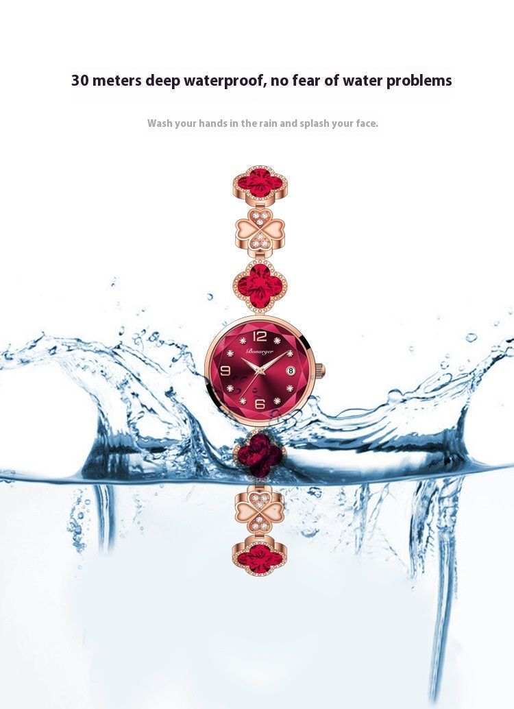 Wasserdichtes Armband mit vierblättrigem Kleeblatt, modischer neuer Stil, Nischenlicht-Luxus-Quarz-Damenuhr_voghion.com