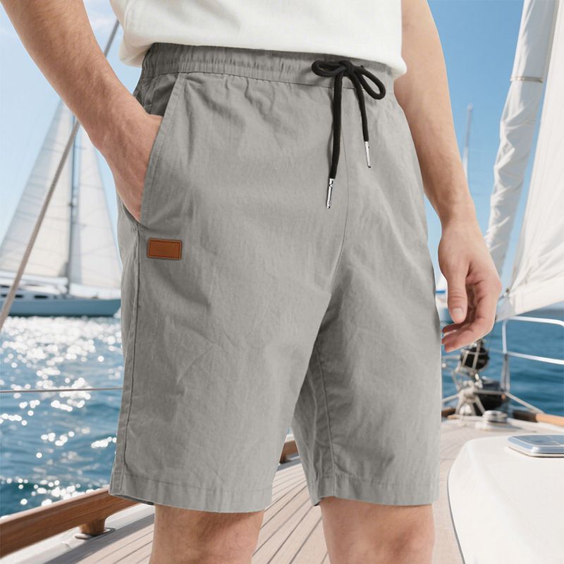 Pantalones de playa para hombre, de verano, informales, ligeros y lujosos, de cinco puntos, con cordón cruzado, talla grande_voghion.com
