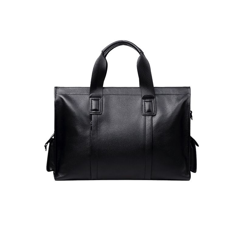 Genuine Leather Simple Casual Briefcase Top Layer Cowhide Laptop Bag Large Capacity Crossbody Men's Handbag_voghion.com