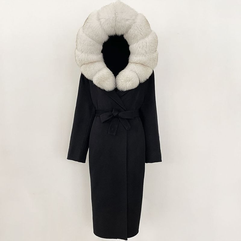 Vêtements pour femmes automne et hiver manteau en laine noir de style Hepburn français pour femmes automne et hiver manteau en laine haut de gamme taille haute et long_voghion.com