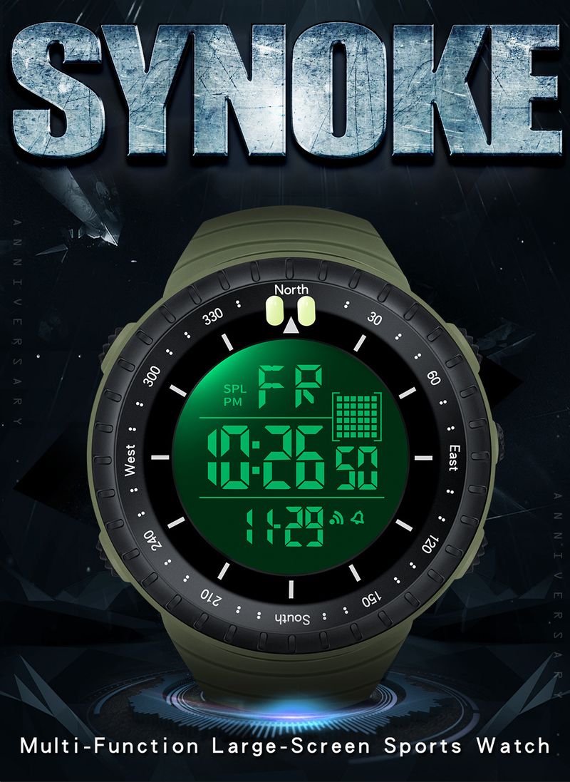 Men's Digital Sports Watch With Night Light, 50m Waterproof, Stopwatch, Alarm, Large Screen For Outdoor, Hiking, And Daily Use Trendy Student Watch_voghion.com