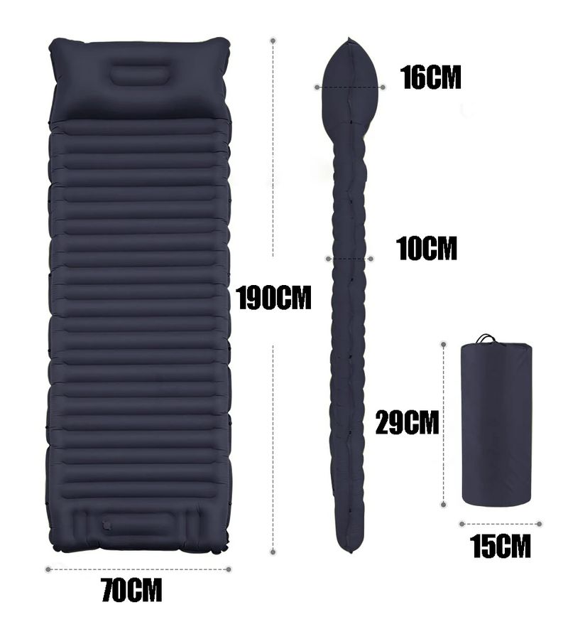 Matelas gonflable de camping en plein air avec oreillers, matelas pneumatique ultraléger avec pompe de gonflage intégrée, randonnée_voghion.com