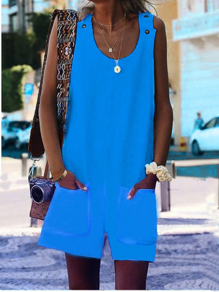Suitable For All Seasons New Stylish Commuter Women's Clothing Colors Seven Sizes Solid Color Strap Jumpsuit_voghion.com