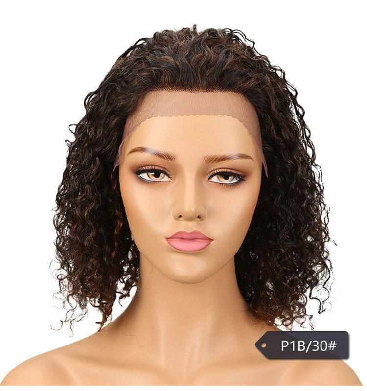 Perücken, explosiver Kopf, Spitze, kleine Locken, echte Kopfbedeckung, Rebeccas beliebtes Echthaar_voghion.com