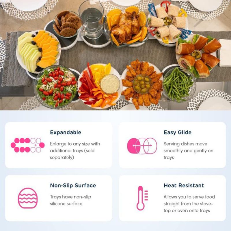 Um 360° drehbarer Lazy Susan-Drehteller – Robustes Serviertablett für Esstisch, Buffet und Familienfeiern (Weiß, 4/6/8 Teller oder erweitertes Set)_voghion.com