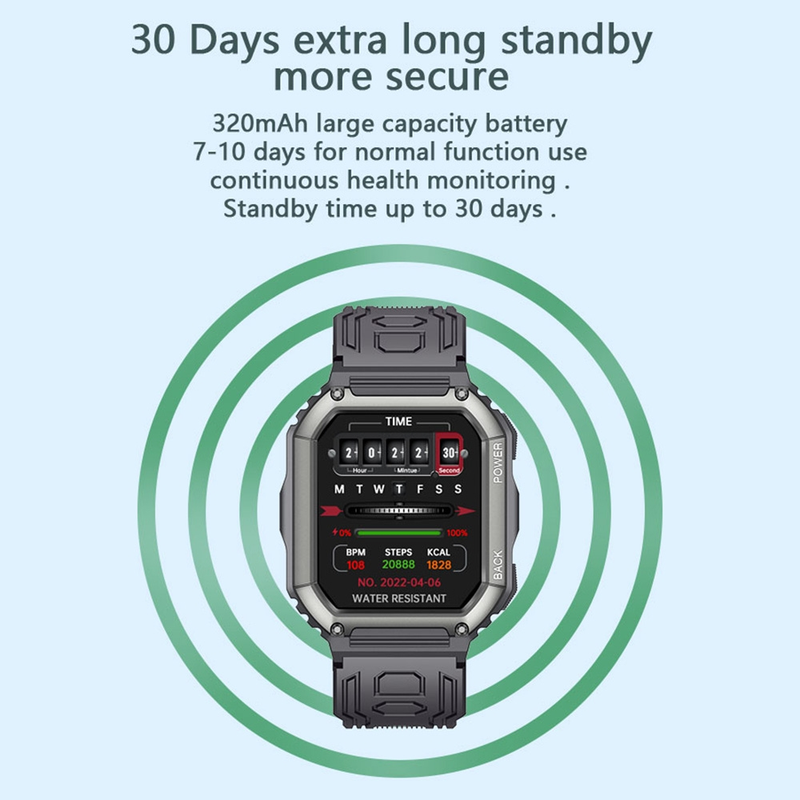 KR06 Waterproof Pedometer Sport Smart Watch, Support Heart Rate / Blood Pressure Monitoring / BT Calling(Black)_voghion.com