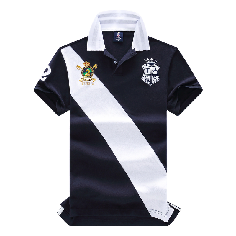 Neu Kurzarm-Poloshirt für Herren Leichter Luxus Royal Freizeit Sport Große Größe Reine Baumwolle Stickerei Farbblock_voghion.com