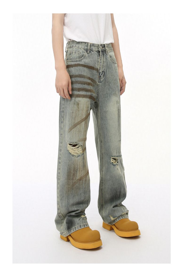 Herrenbekleidung Neue Produkte Nischentrend Old Wasteland Style Heavy Industry Denim Suit Trend_voghion.com