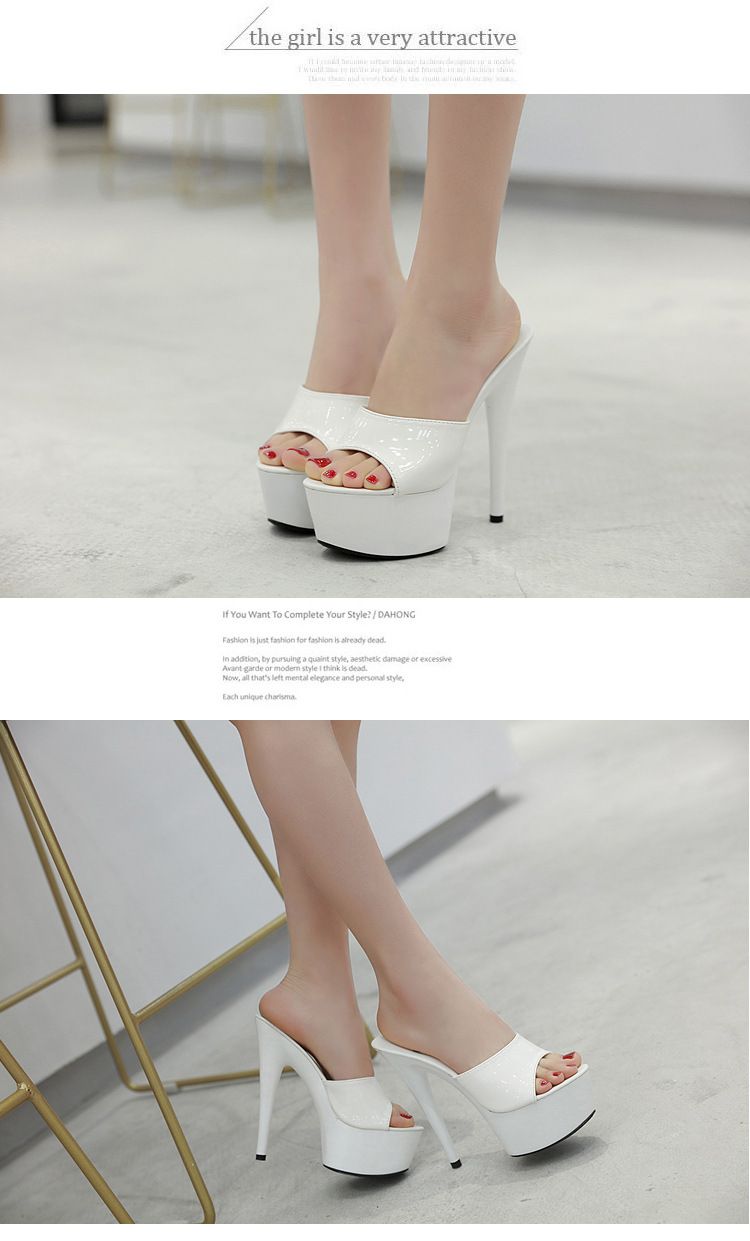 Nuovi sandali con tacco a spillo alti in vernice nera, sexy e impermeabili, con tacco alto e super tacco, per l'estate_voghion.com
