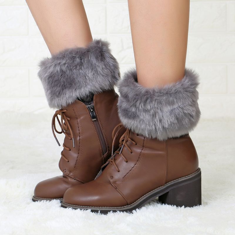 Neue Herbst-Winter-Kurzstil-Flip-Over-Plüsch-warme Socken und Stiefelüberzüge für Damen-Beinschützer aus gestrickter Wolle_voghion.com