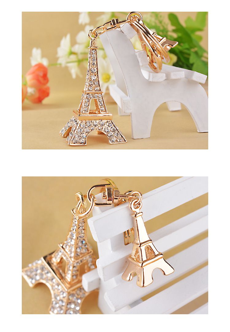 Korean Version Paris Eiffel Tower Diamond-Encrusted Alloy Keychain For Women, Decorative Bag Pendant, Exquisite Car_voghion.com