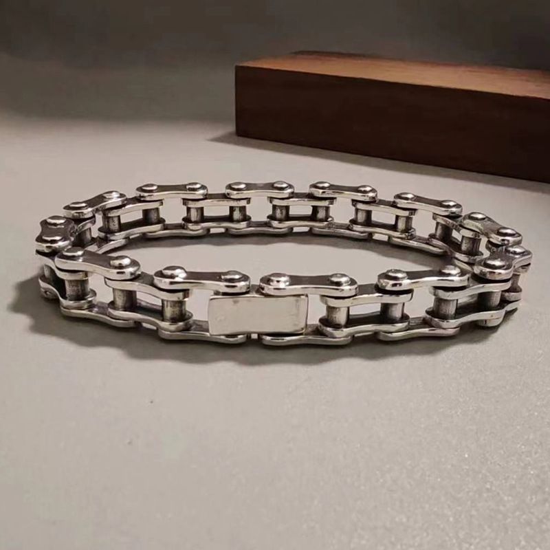 Catena da motocicletta S, pura, trendy, hip-hop, disco, moda, gioielli da uomo, regalo elegante, braccialetto in argento tailandese dominante_voghion.com